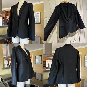 Talbots Black Silk Taffeta Single Button Blazer Evening Formal Tuxedo Jacket 12
